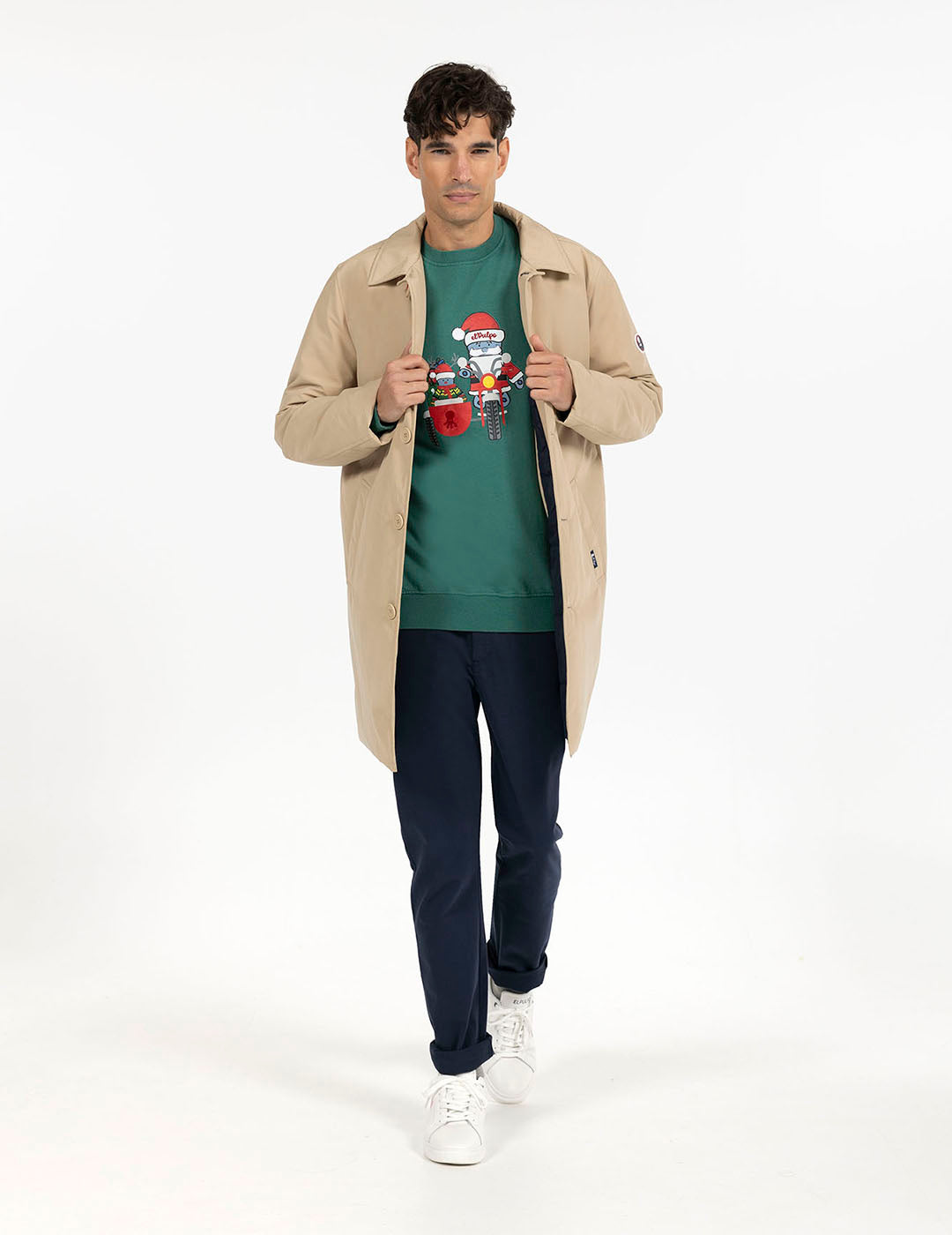 ELPULPO SWEATSHIRT IN SIDECAR CHRISTMAS GREEN ENGLISH