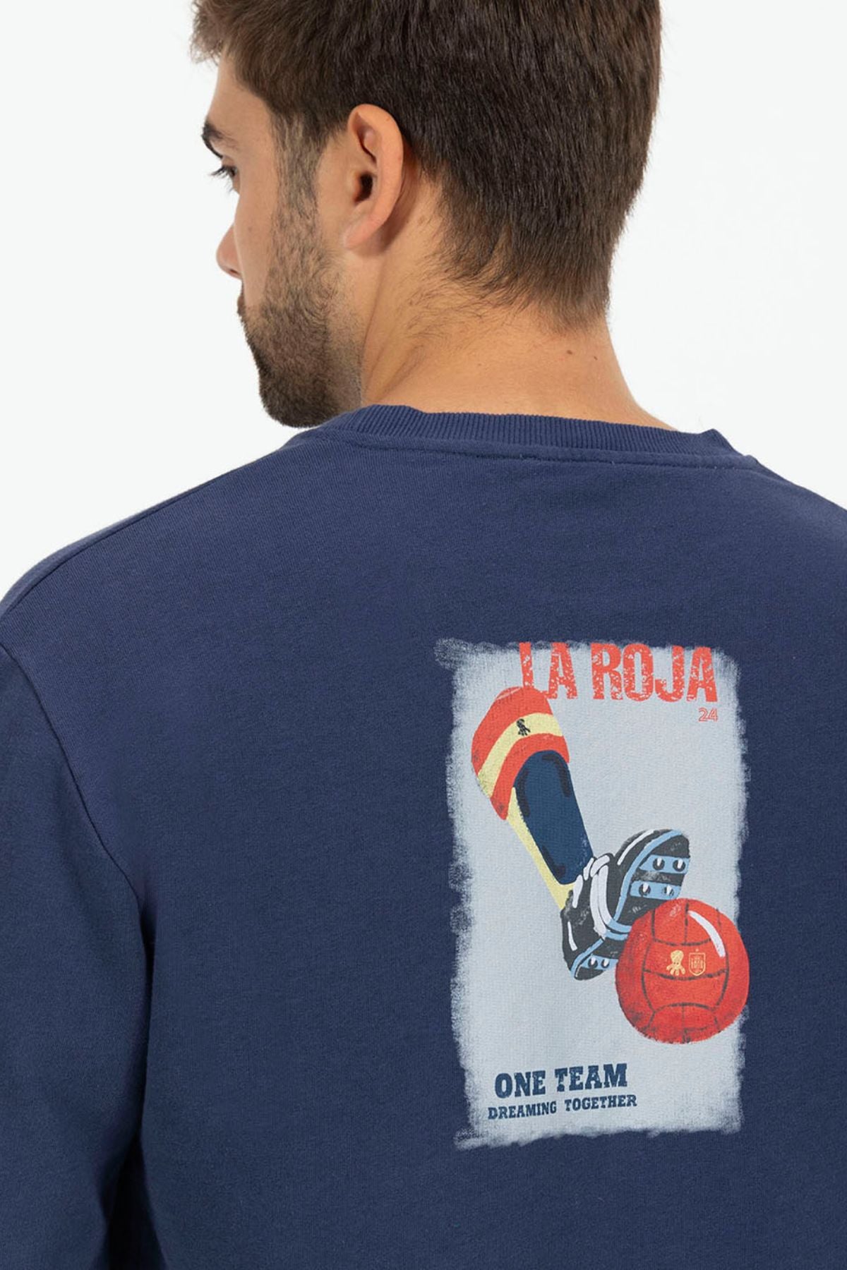 SUDADERA ESTAMPADO DIBUJADO BALÓN LA ROJA AZUL MARINO DELAVÉ