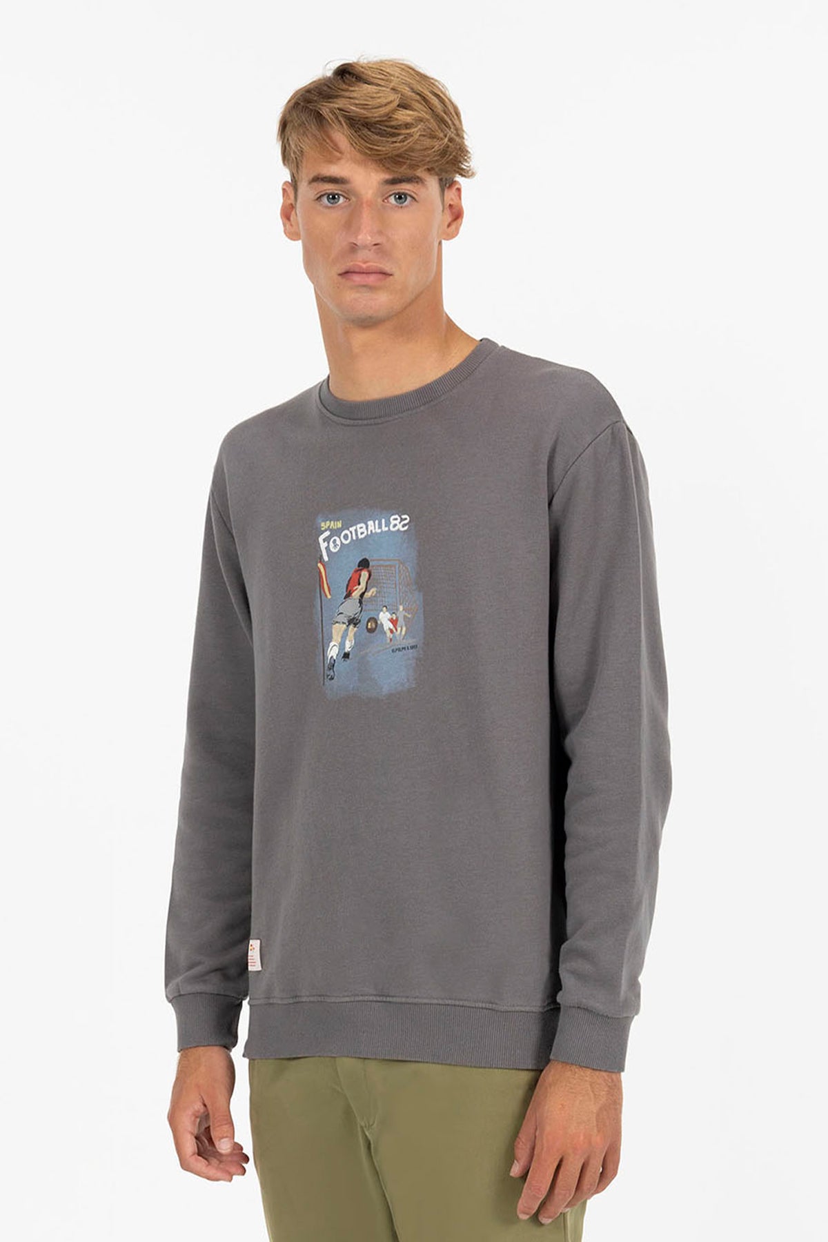 SUDADERA ESTAMPADO DIBUJADO FÚTBOL VINTAGE RFEF CARBÓN