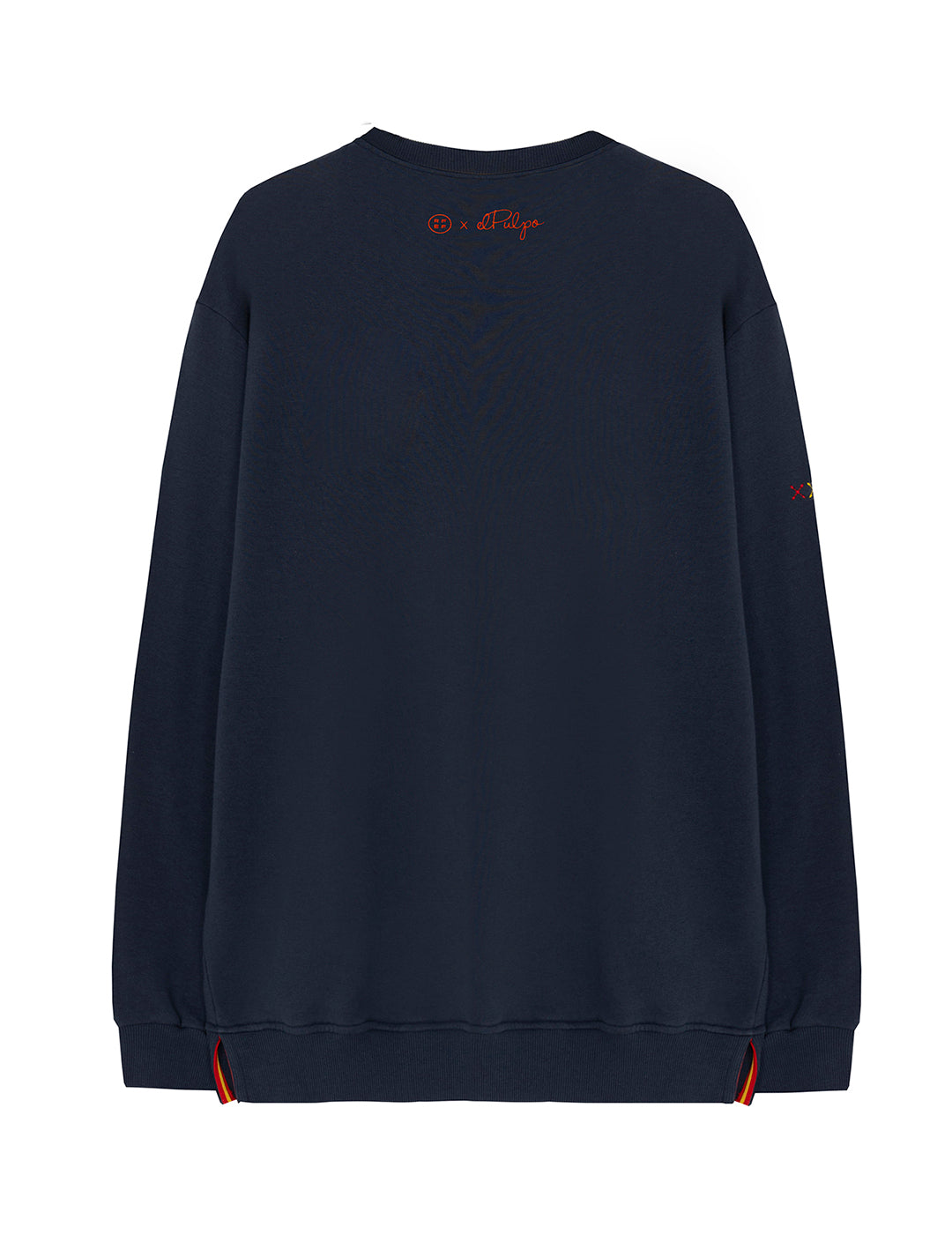 SWEATSHIRT WITH ORANGE CHEST PRINT AND NAVY BLUE OCTOPUS BY DELAVÉ