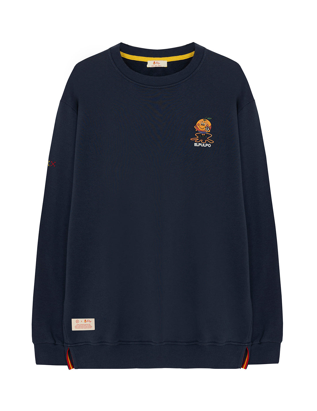 SWEATSHIRT WITH ORANGE CHEST PRINT AND NAVY BLUE OCTOPUS BY DELAVÉ