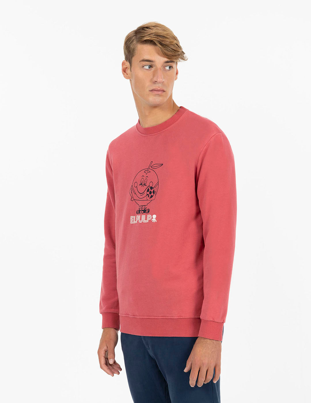 SUDADERA ESTAMPADO SILUETA CONTRASTE NARANJITO ROJO DELAVÉ