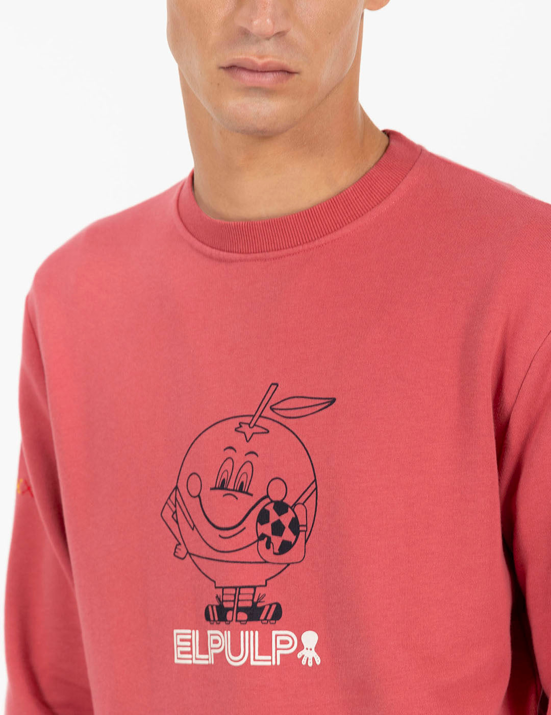 SUDADERA ESTAMPADO SILUETA CONTRASTE NARANJITO ROJO DELAVÉ