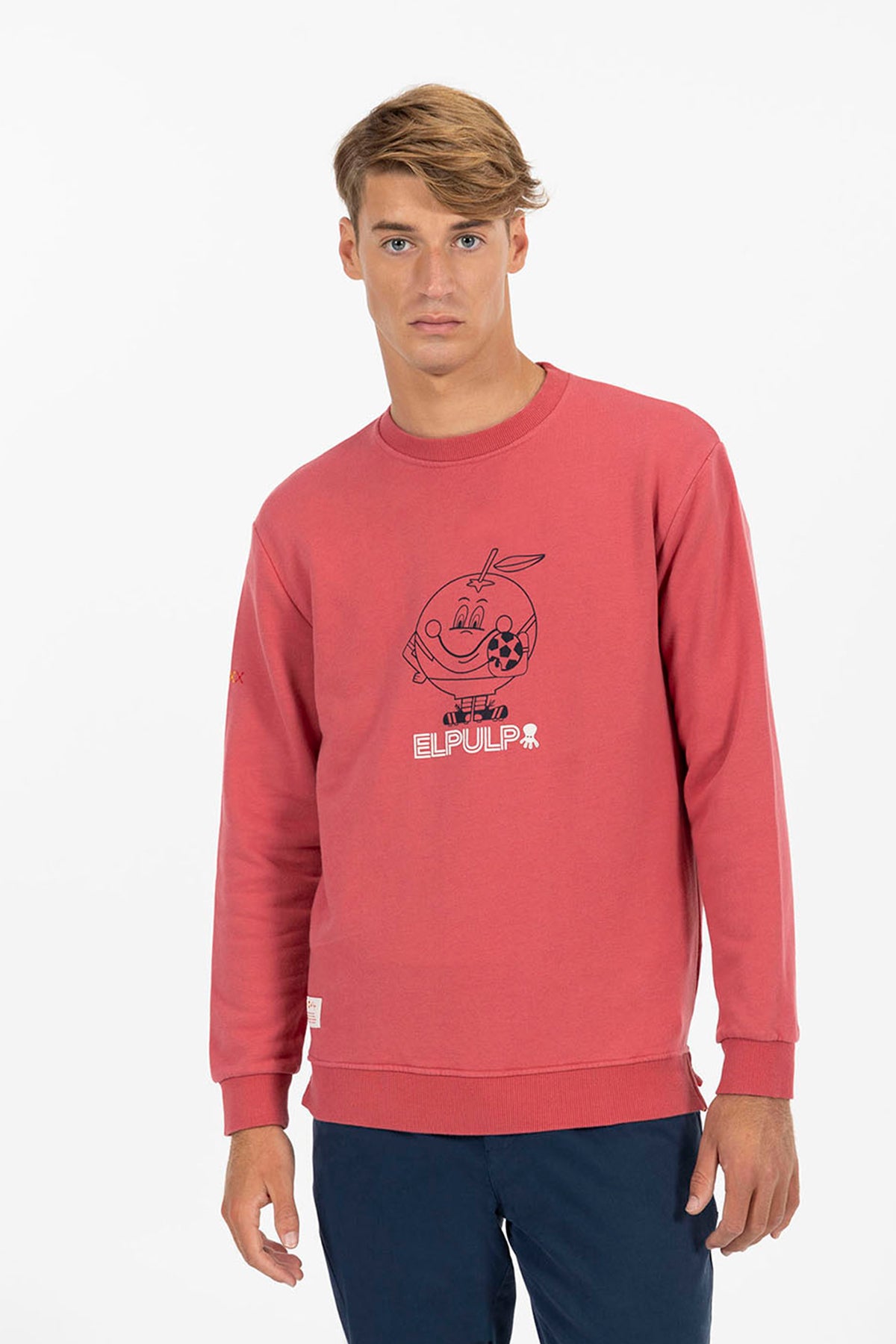 SUDADERA ESTAMPADO SILUETA CONTRASTE NARANJITO ROJO DELAVÉ