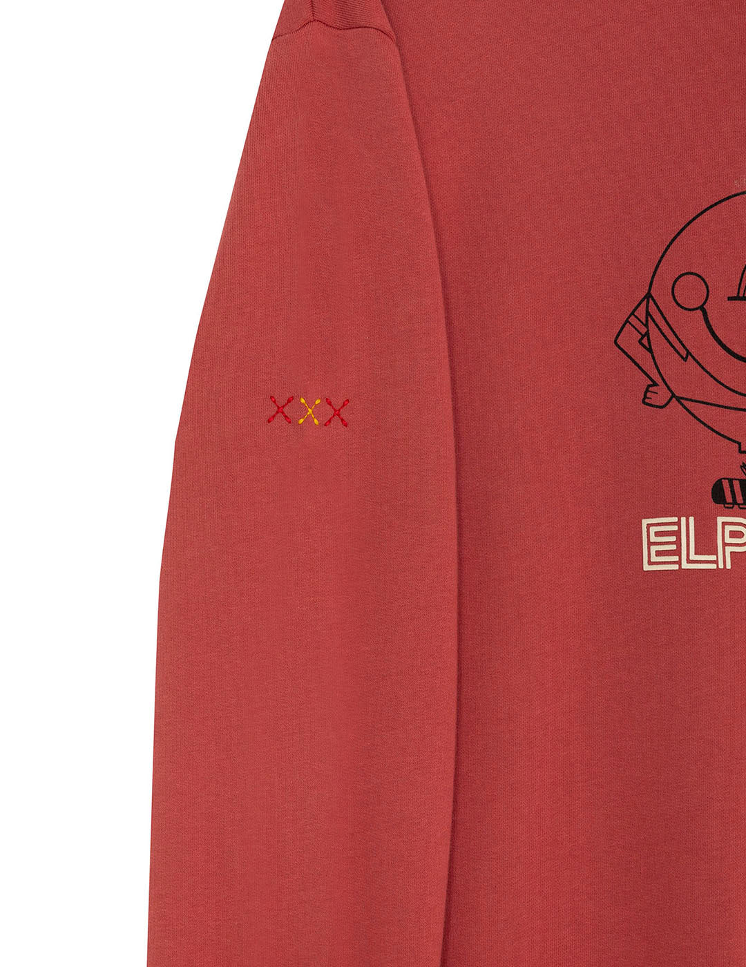 SUDADERA ESTAMPADO SILUETA CONTRASTE NARANJITO ROJO DELAVÉ