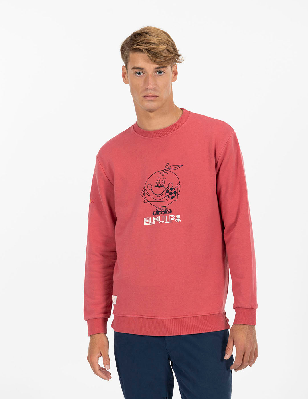 SUDADERA ESTAMPADO SILUETA CONTRASTE NARANJITO ROJO DELAVÉ