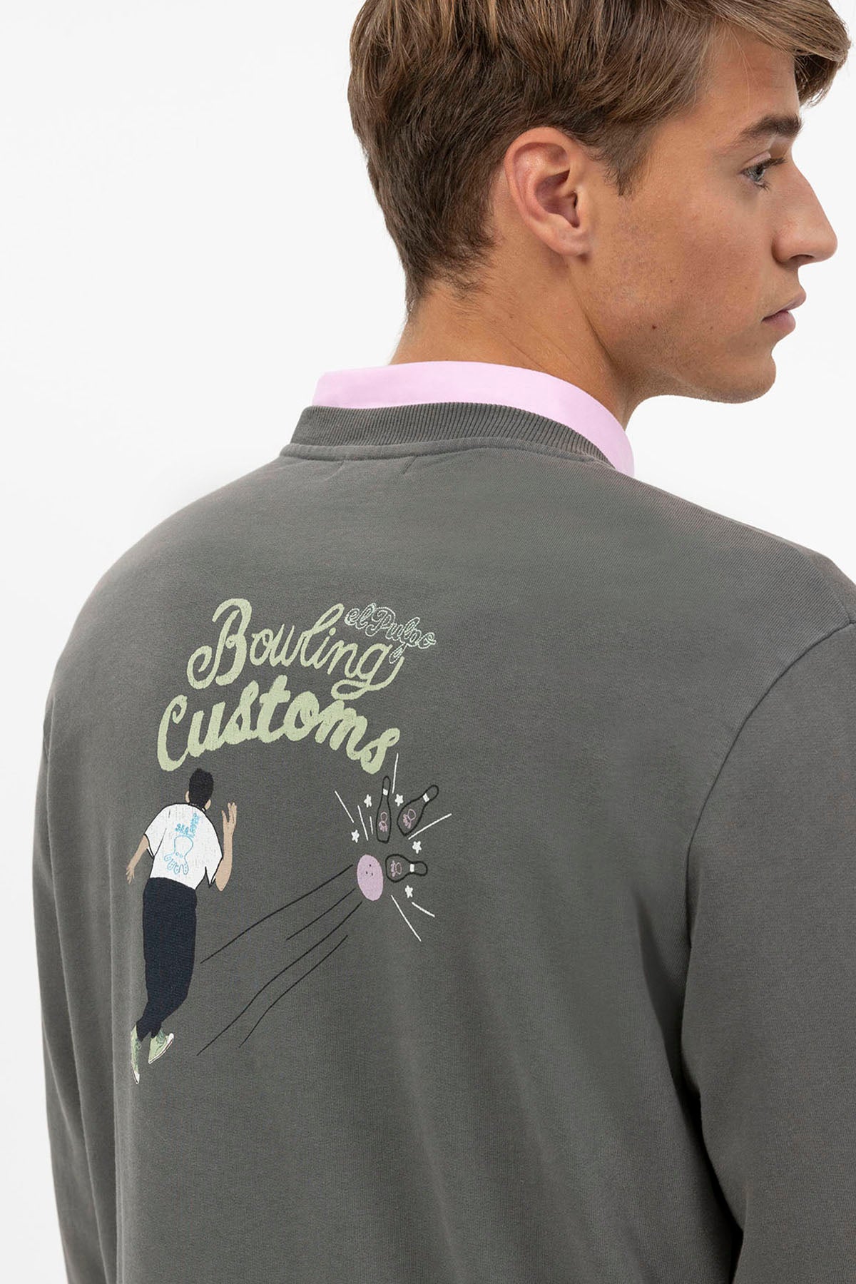 SUDADERA ESTAMPADO BOWLING CUSTOMS ANTRACITA