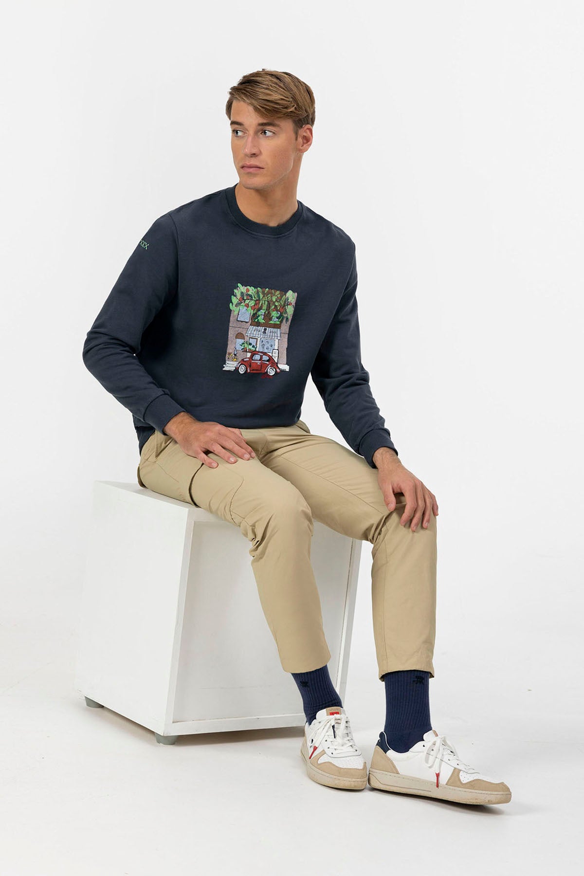 ELPULPO SHOP NAVY BLUE PRINTED SWEATSHIRT DELAVÉ