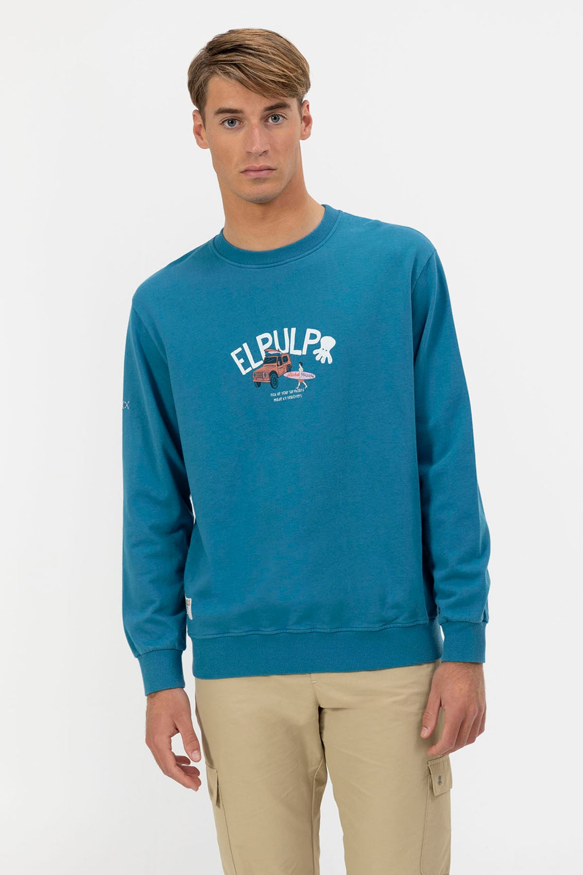 SAPPHIRE BLUE SURFER PRINT SWEATSHIRT