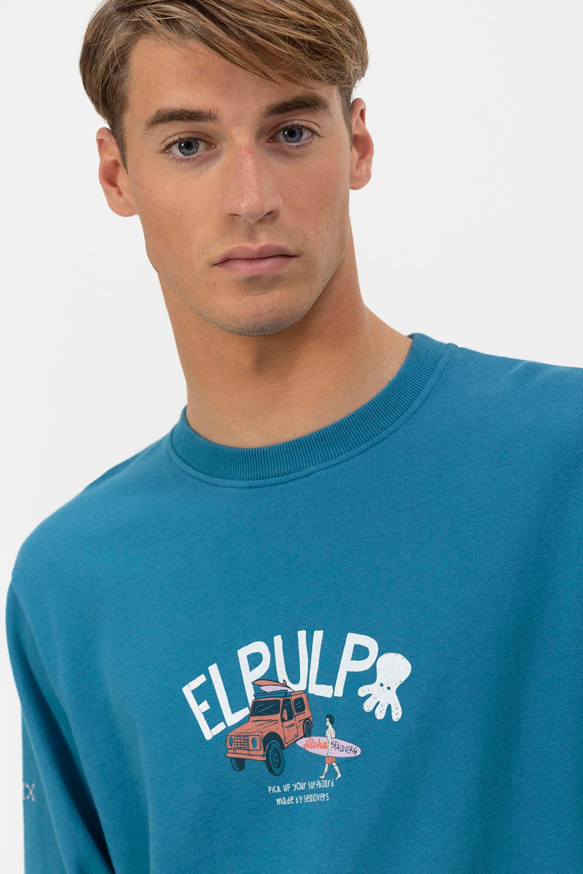 SAPPHIRE BLUE SURFER PRINT SWEATSHIRT