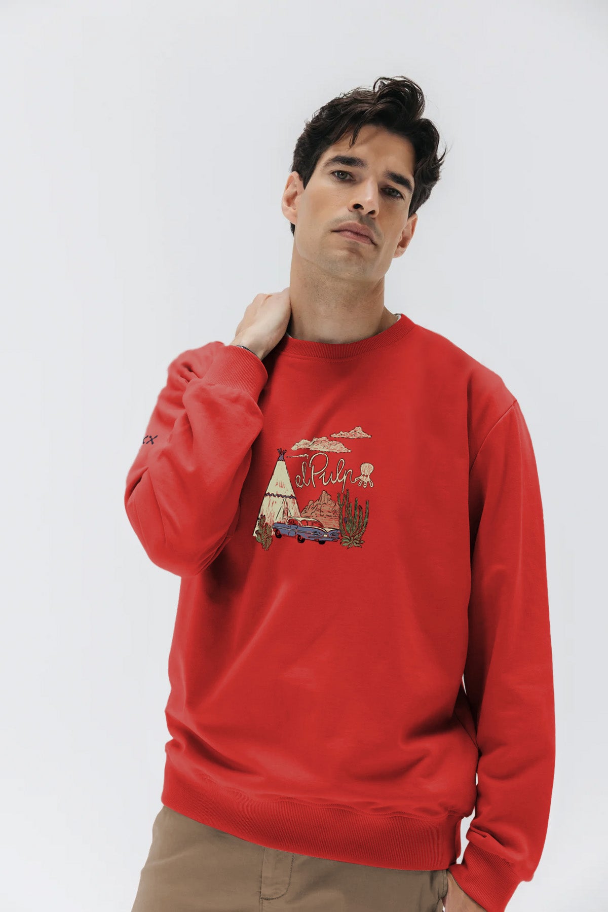 Sudadera estampado tipi desierto rojo