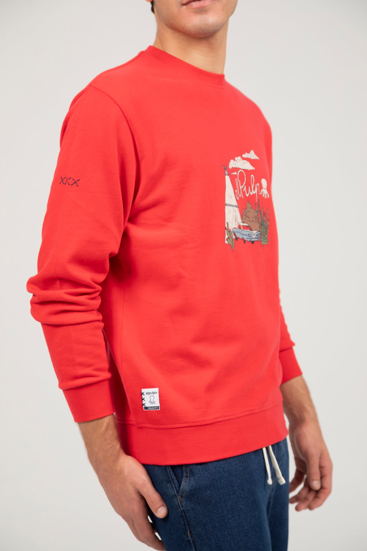 Sudadera estampado tipi desierto rojo