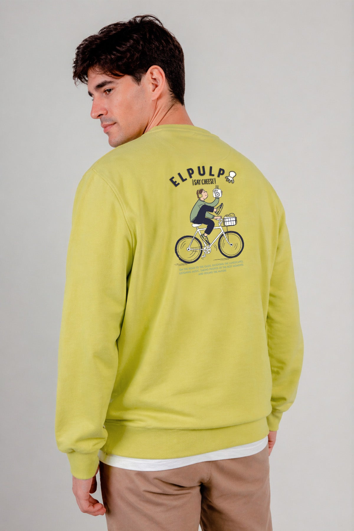 Sudadera estampado say cheese verde lima
