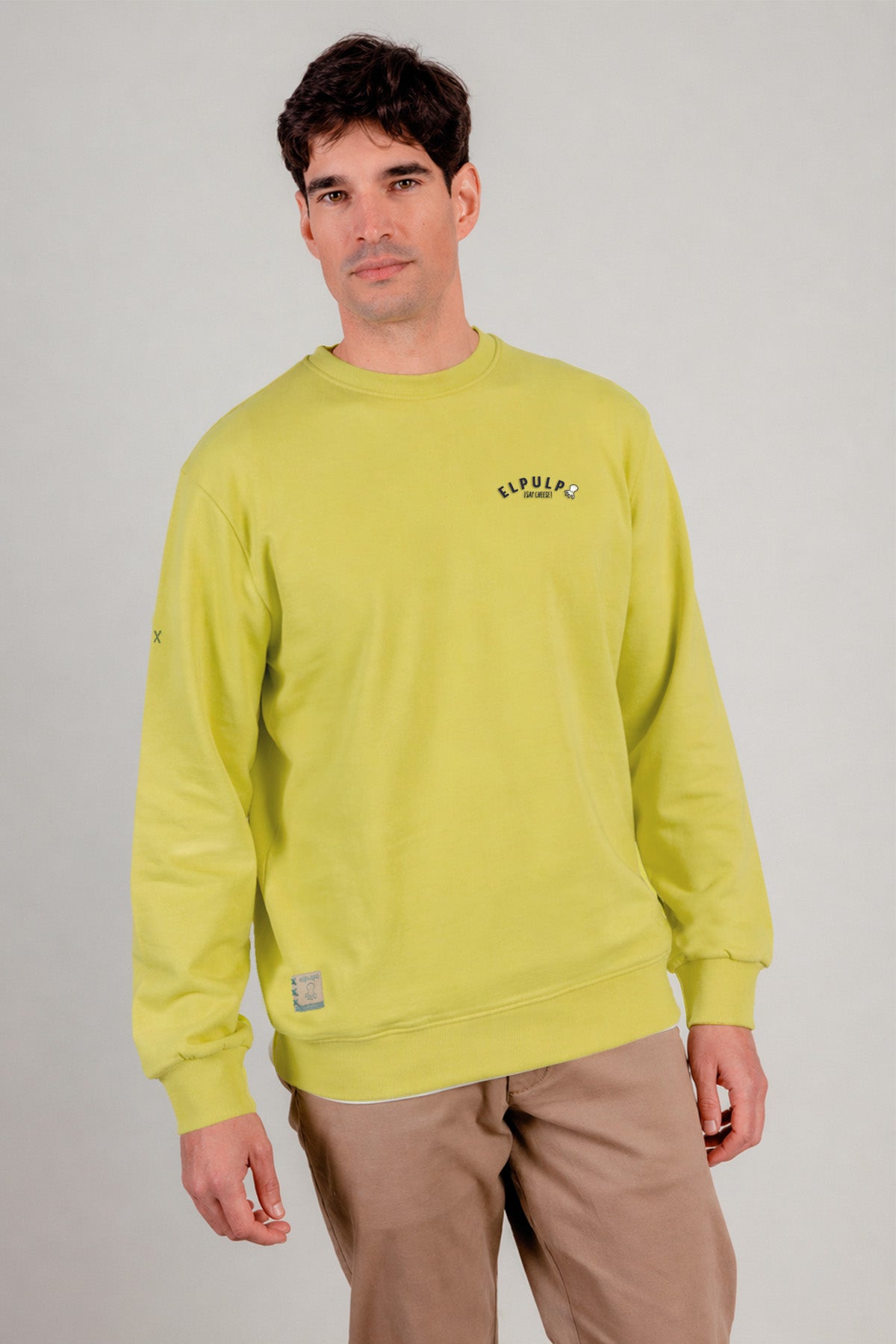 Sudadera estampado say cheese verde lima