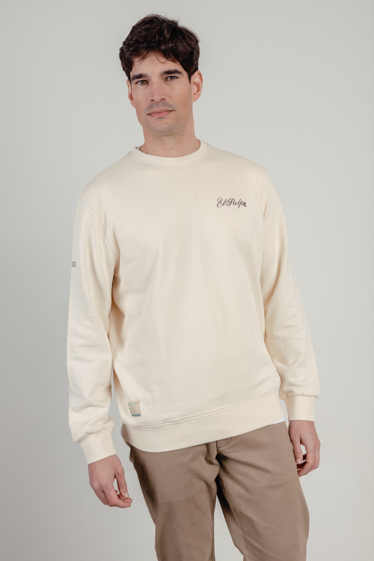 Sudadera estampado óleo paisaje blanco roto