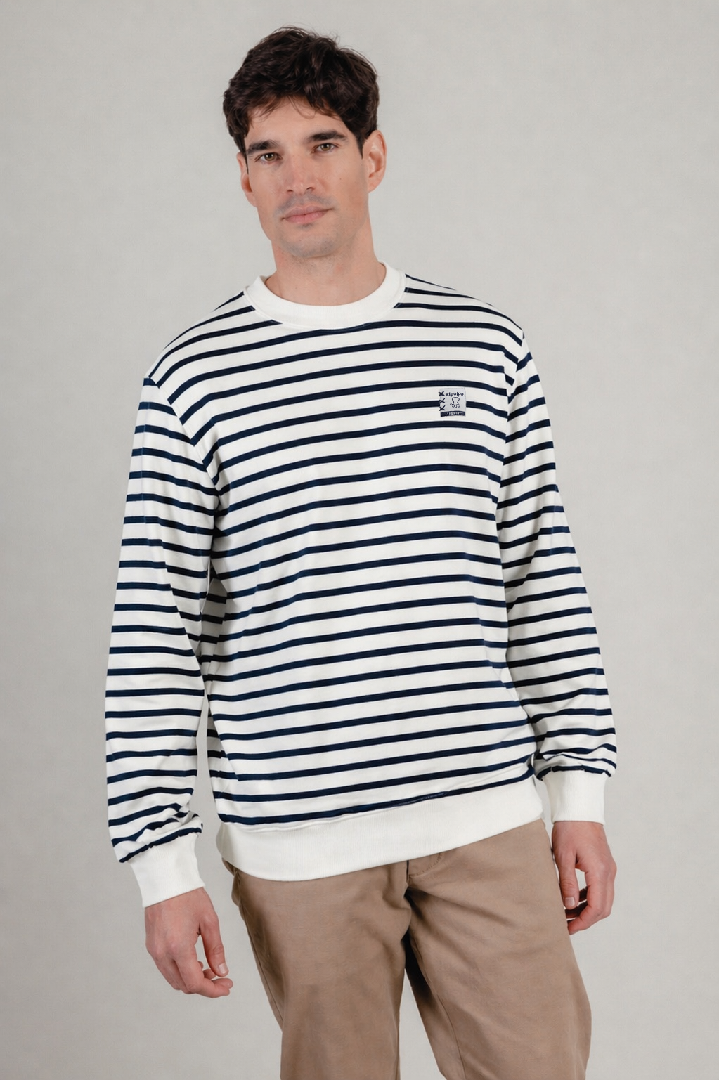 Sudadera rayas etiqueta oasis azul marino