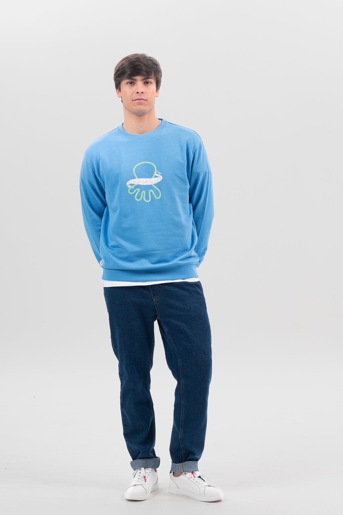 Sudadera estampado logo azul lavanda