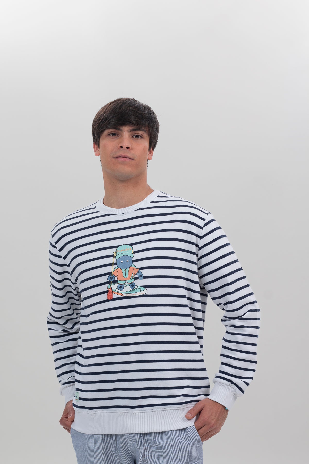 Sudadera rayas elPulpo paddle surf blanco puro