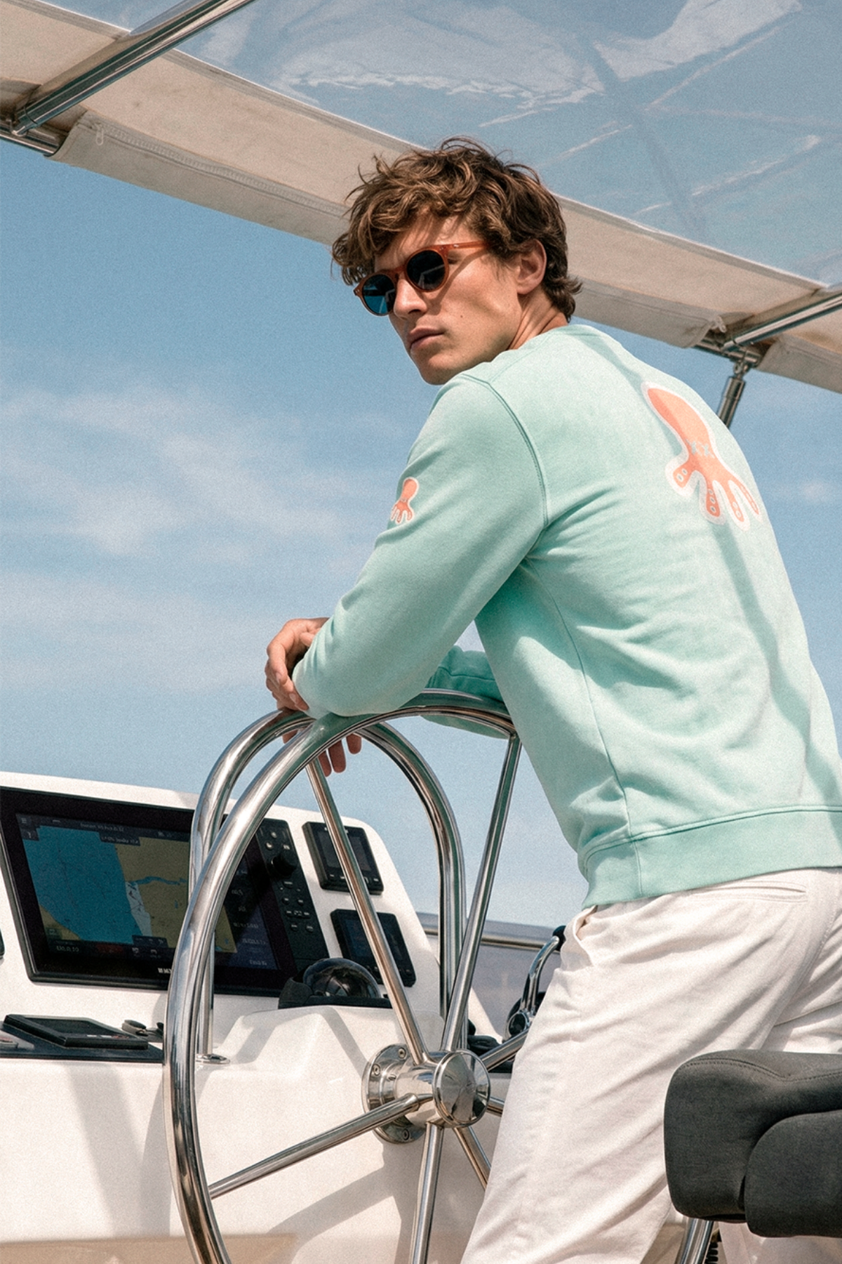 Sudadera logo multiposición verde agua