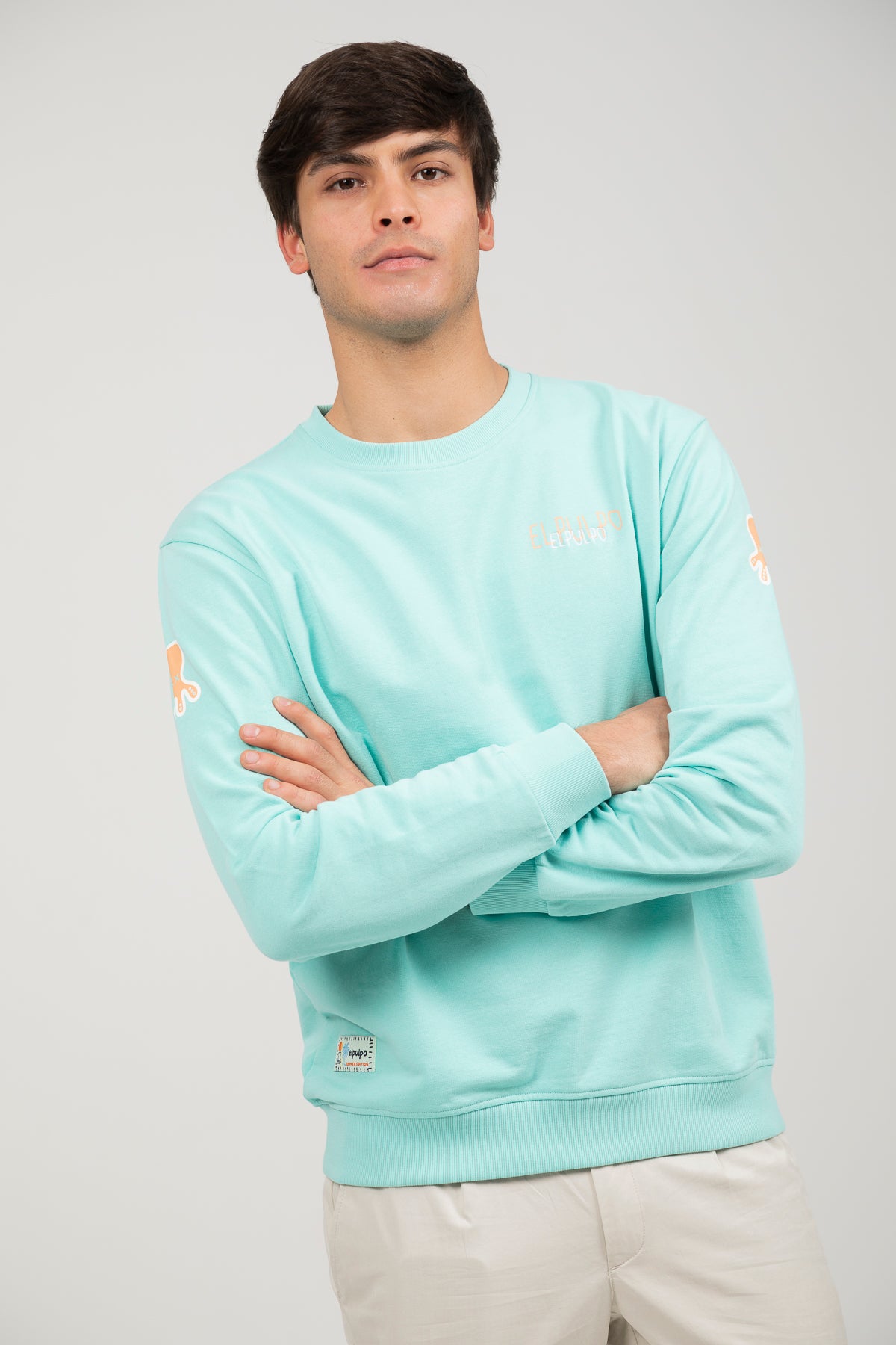 Sudadera logo multiposición verde agua