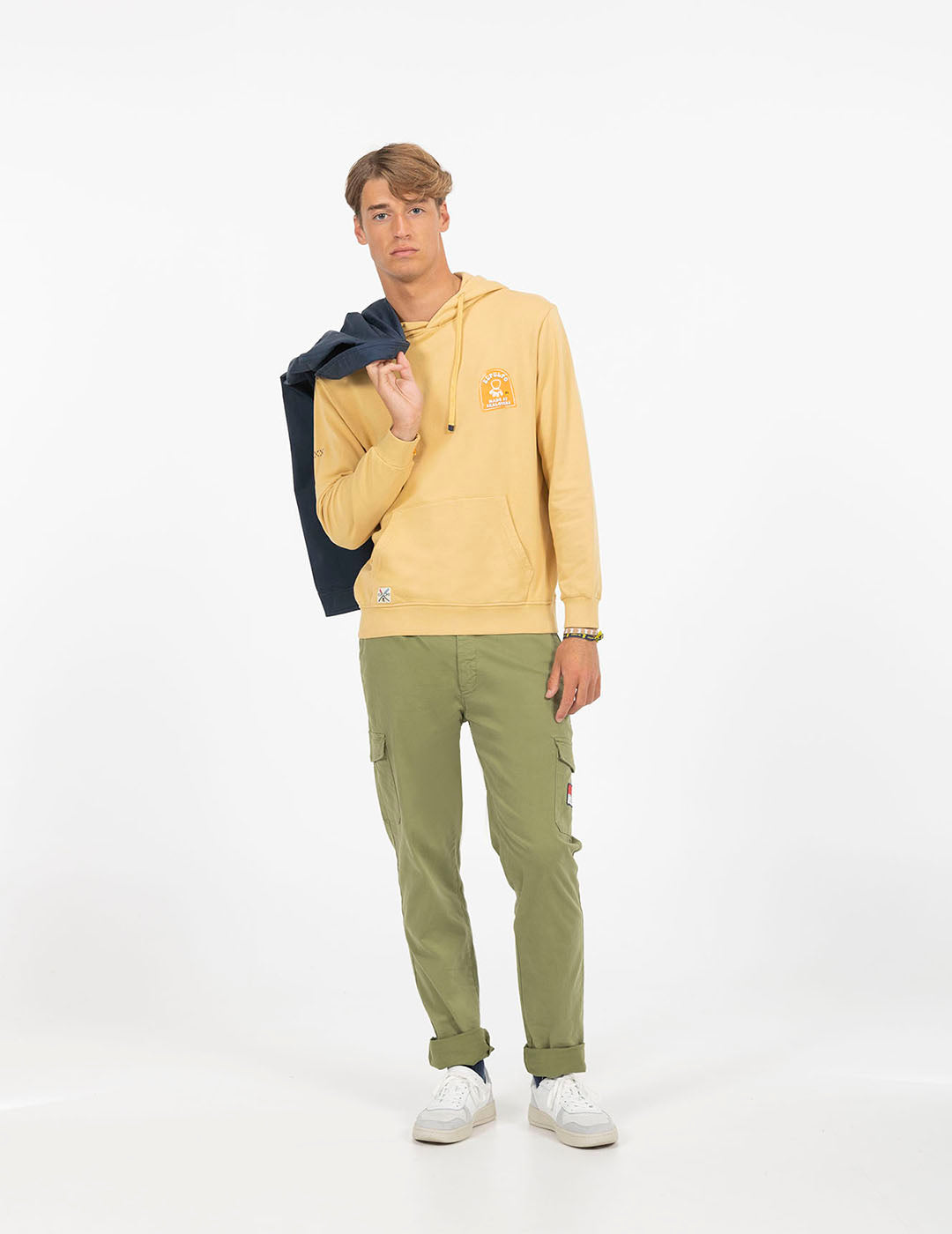 DELAVÉ MUSTARD SEALOVERS PAINT PRINT HOODIE