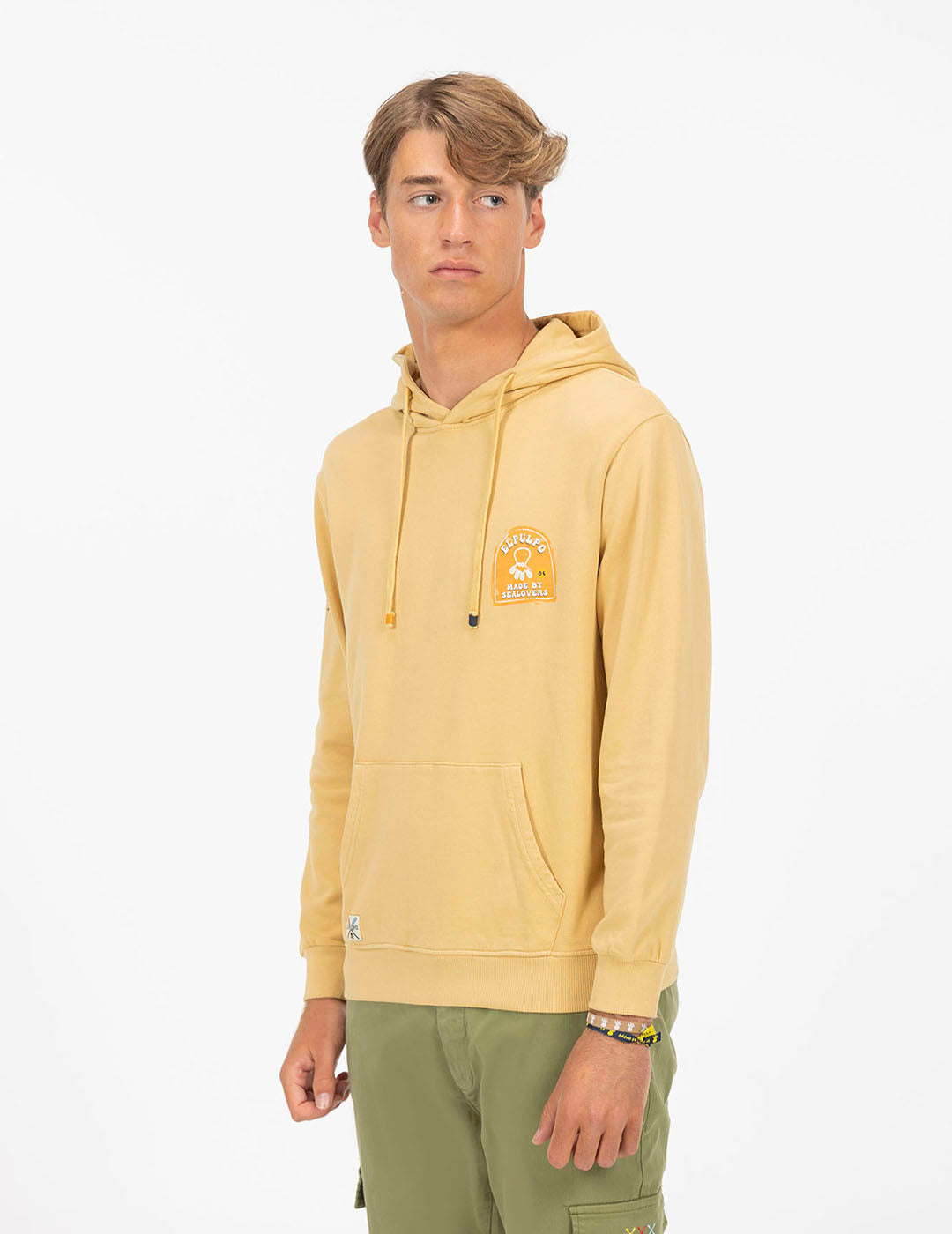 DELAVÉ MUSTARD SEALOVERS PAINT PRINT HOODIE