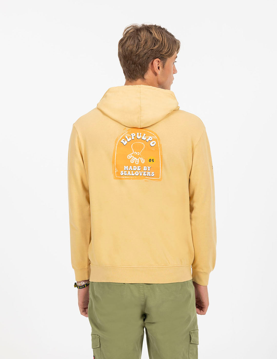 DELAVÉ MUSTARD SEALOVERS PAINT PRINT HOODIE