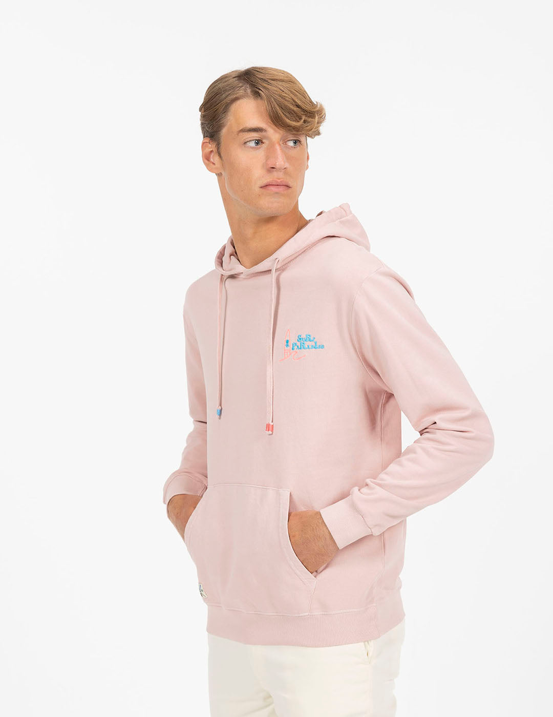 SUDADERA CAPUCHA ESTAMPADO SURF PARADISE ROSA DELAVÉ