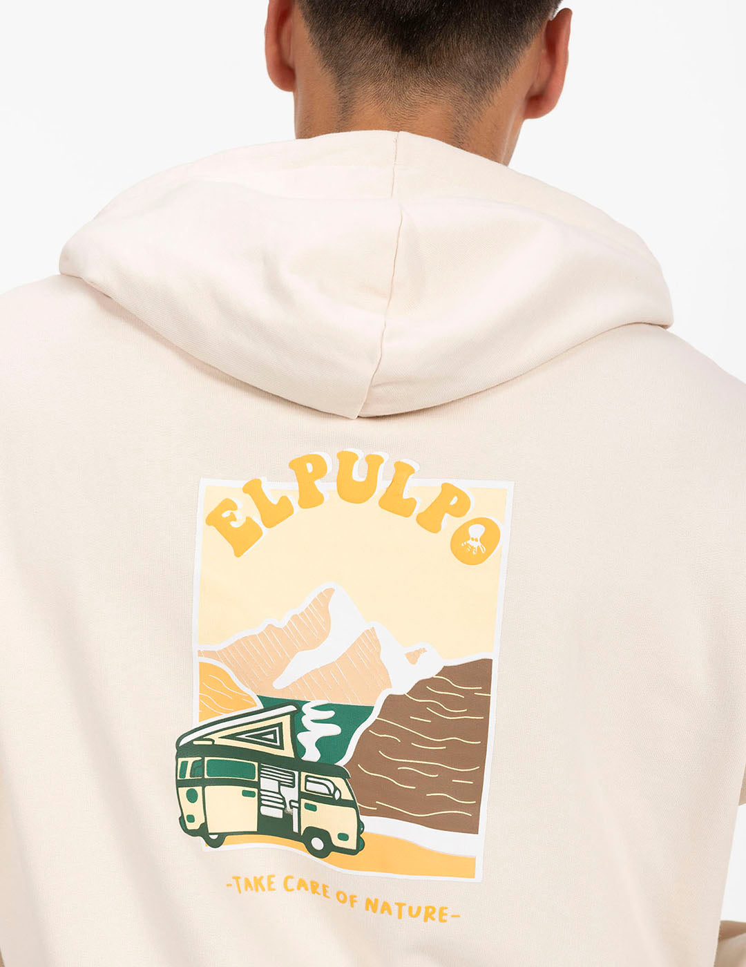 SUDADERA CAPUCHA CARAVANA MONTAÑAS BLANCO ROTO