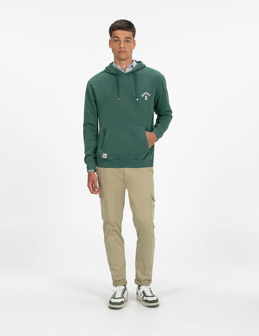 SUDADERA CAPUCHA CARAVANA MONTAÑAS VERDE INGLÉS