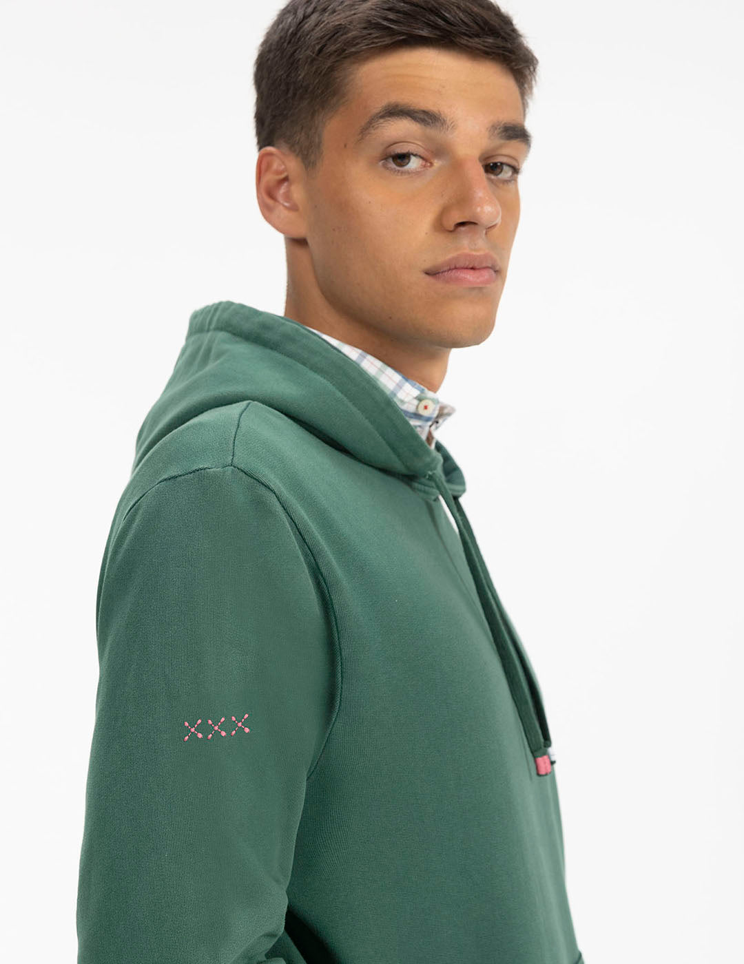 SUDADERA CAPUCHA CARAVANA MONTAÑAS VERDE INGLÉS