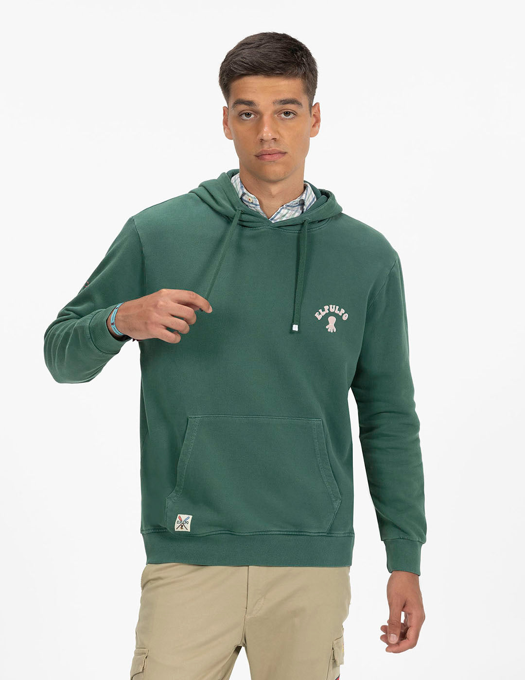 SUDADERA CAPUCHA CARAVANA MONTAÑAS VERDE INGLÉS