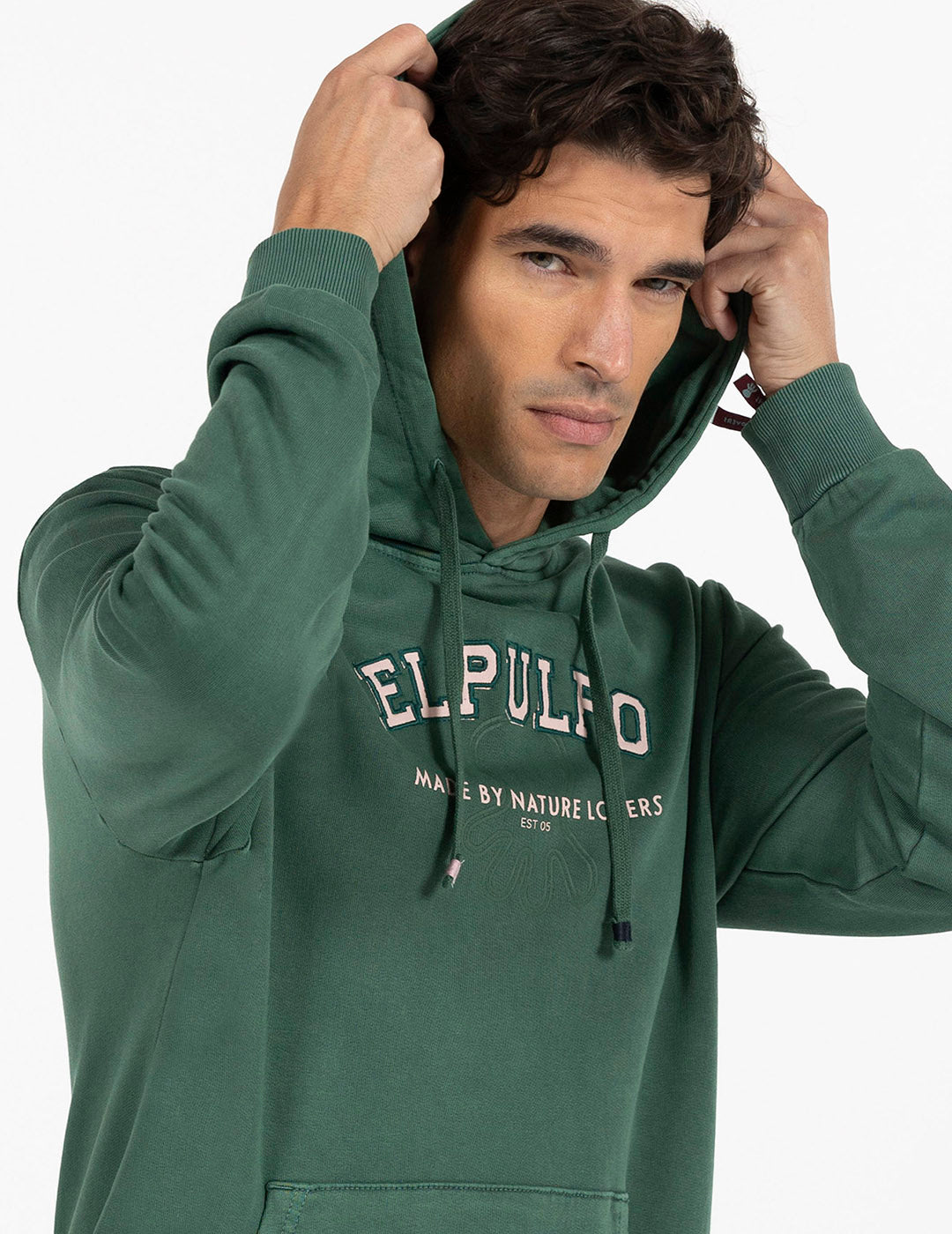 EL PULPO UNIVERSITY ENGLISH GREEN FABRIC HOODIE