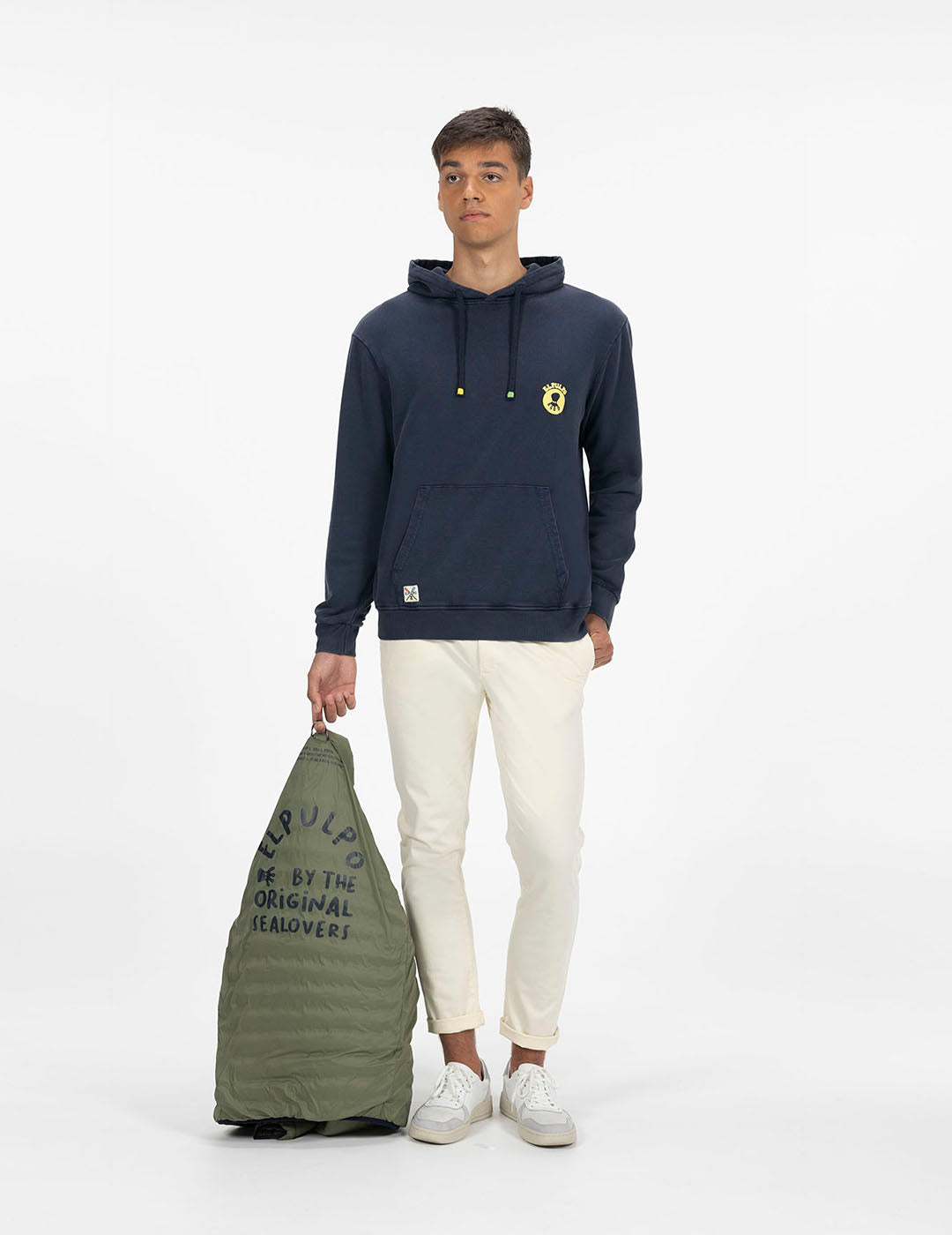 DELAVÉ NAVY BLUE ROUND DESERT HOODIE