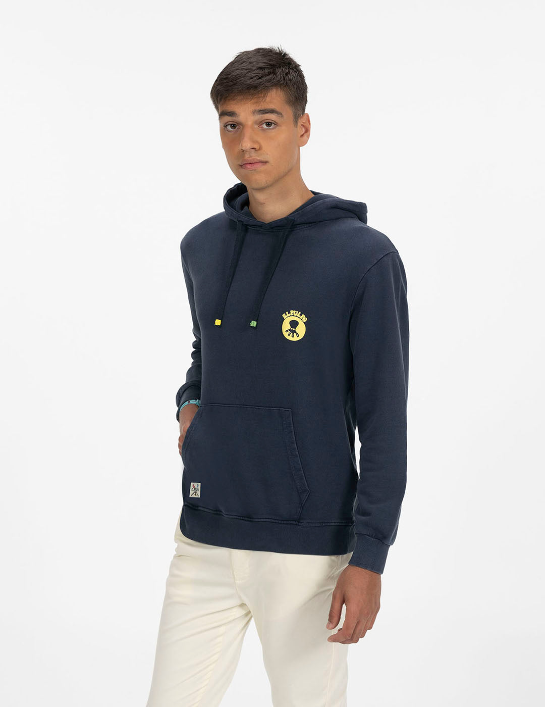 DELAVÉ NAVY BLUE ROUND DESERT HOODIE