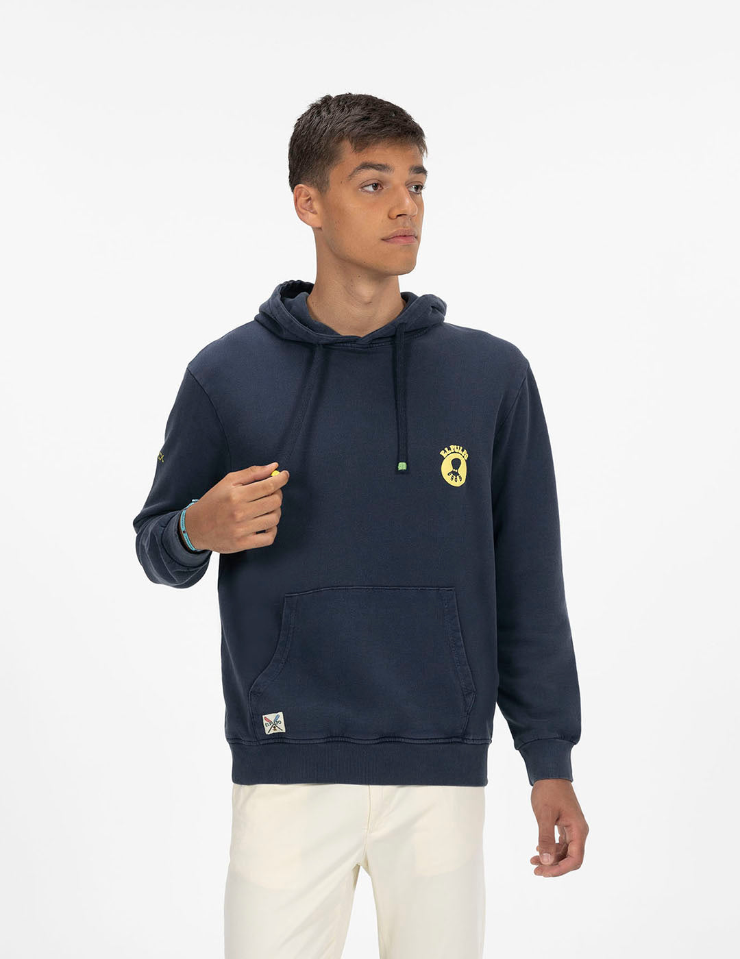 DELAVÉ NAVY BLUE ROUND DESERT HOODIE