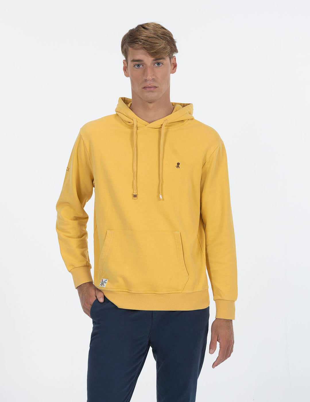 DELAVÉ MUSTARD EMBROIDERY WASHED HOODIE