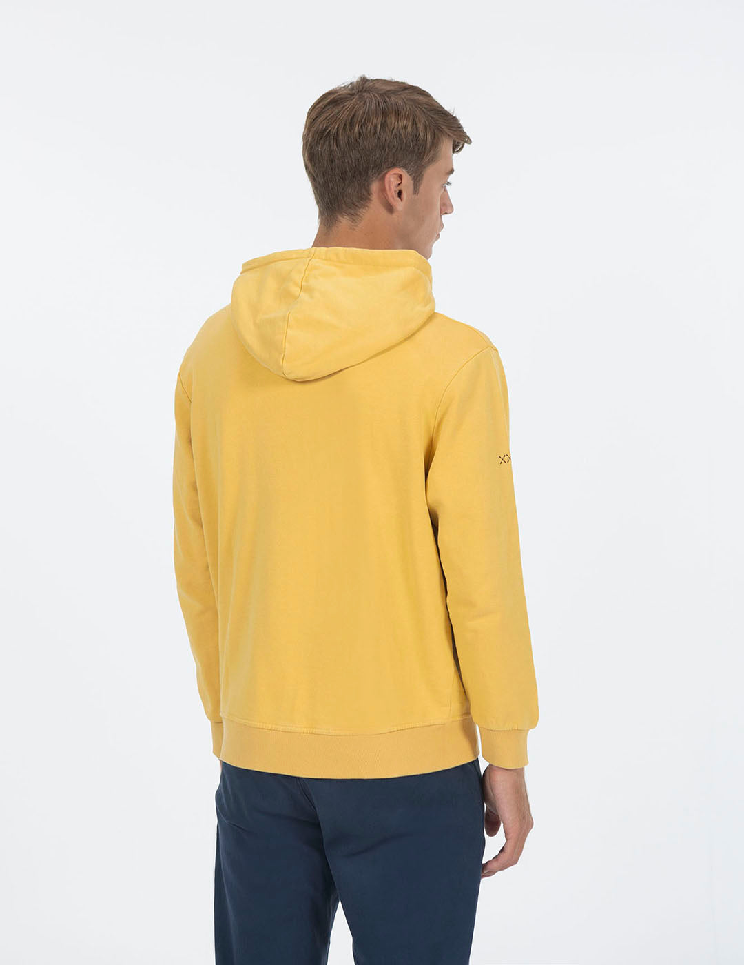 DELAVÉ MUSTARD EMBROIDERY WASHED HOODIE