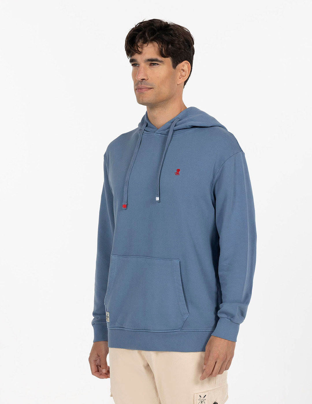 SUDADERA CAPUCHA LAVADA CON BORDADO INDIGO DELAVÉ