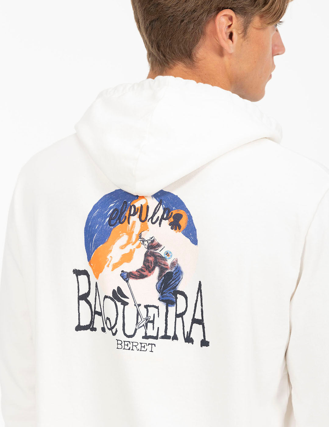 SUDADERA CAPUCHA ESTAMPADO BAQUEIRA BERET BLANCO ROTO