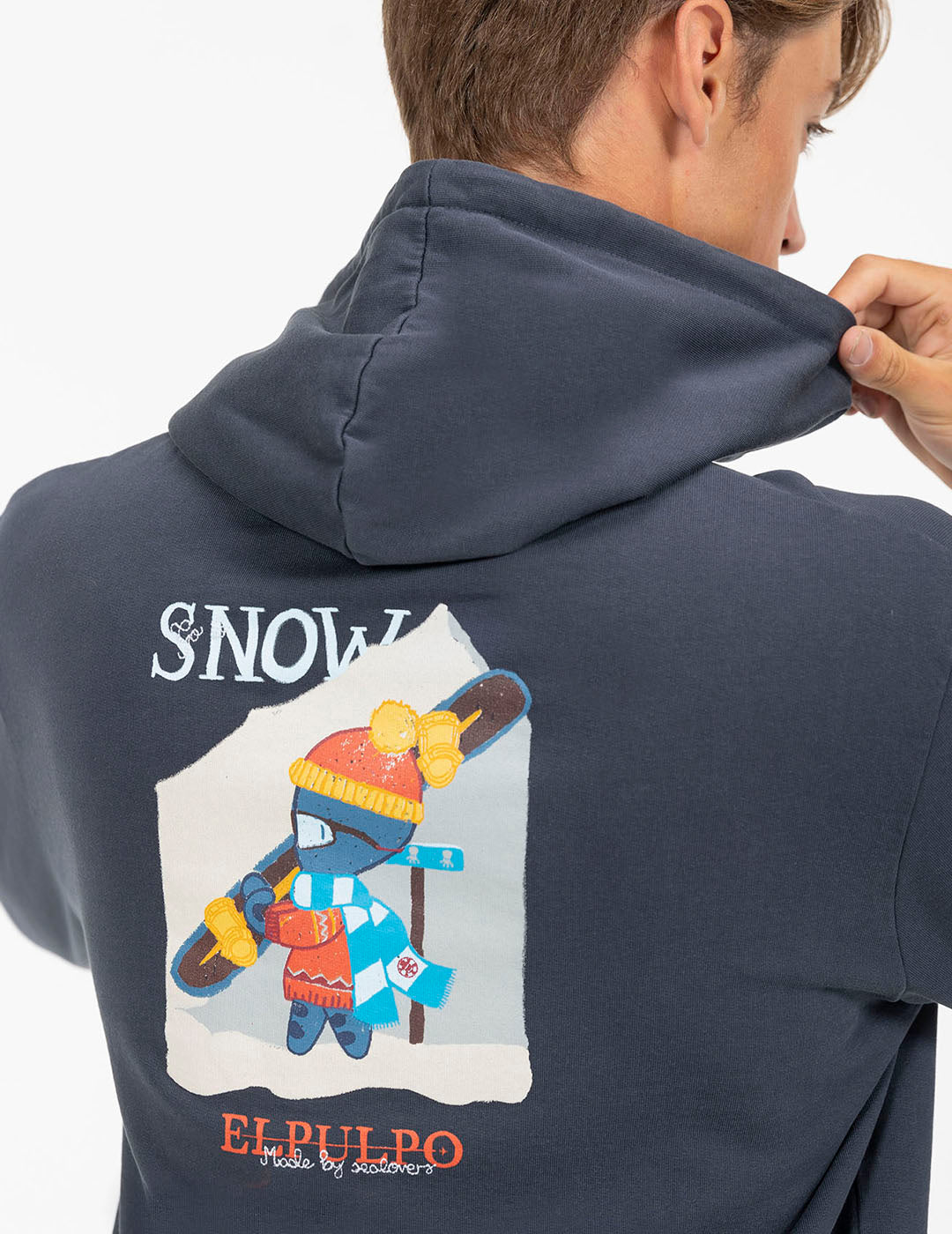 SUDADERA CAPUCHA ESTAMPADO ELPULPO SPAINSNOW AZUL MARINO DELAVÉ