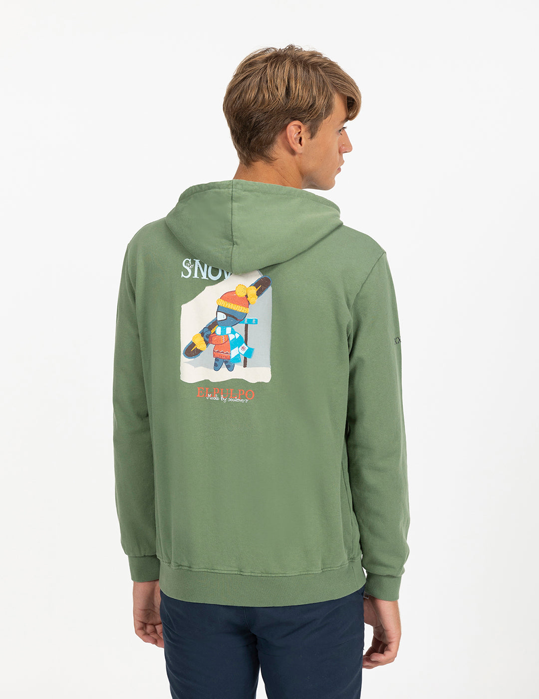 SUDADERA CAPUCHA ESTAMPADO ELPULPO SPAINSNOW VERDE DELAVÉ