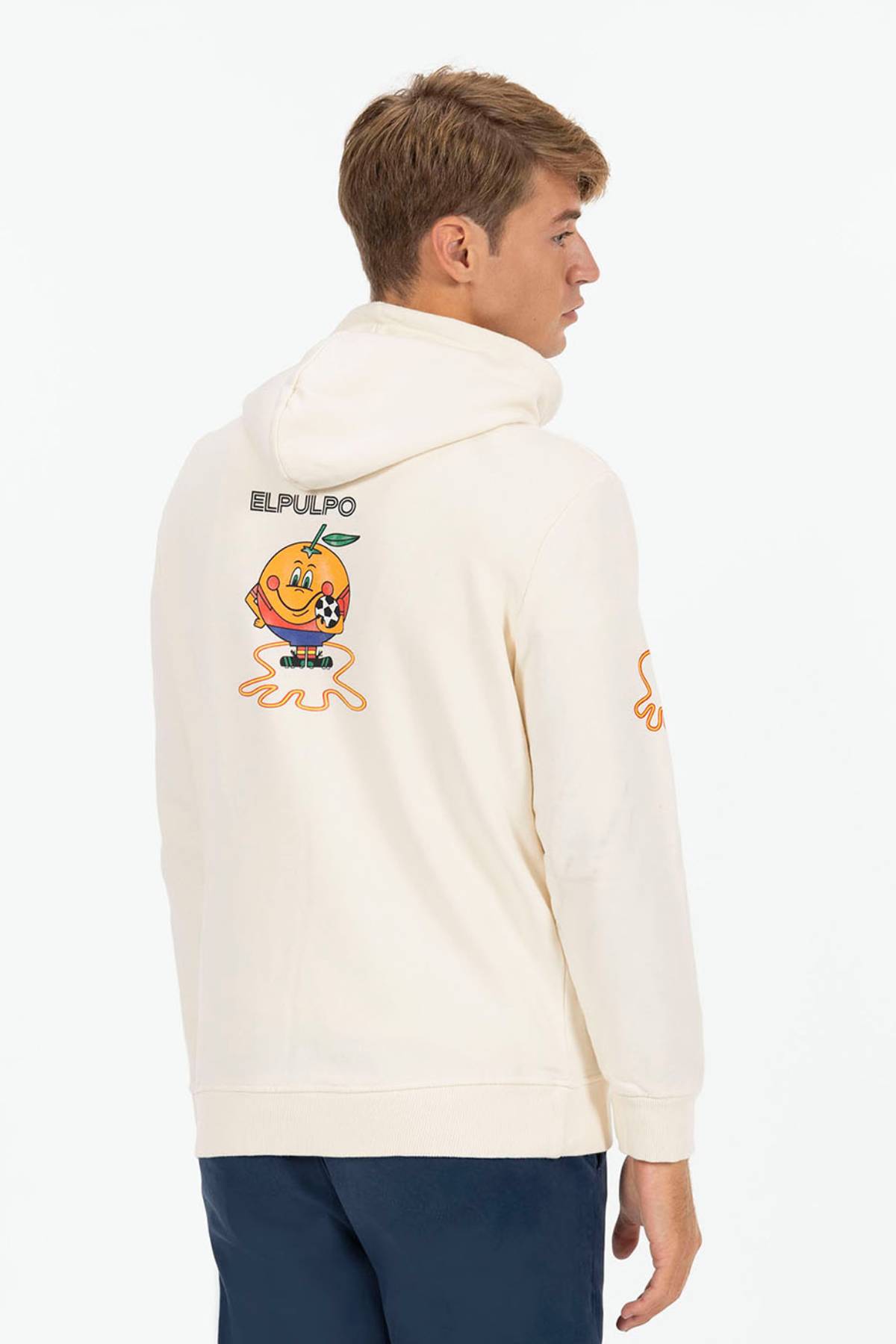 SUDADERA CAPUCHA ESTAMPADO TRIPLE LOGO NARANJITO BLANCO ROTO