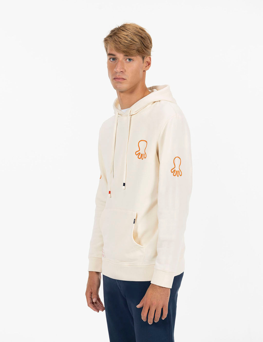 SUDADERA CAPUCHA ESTAMPADO TRIPLE LOGO NARANJITO BLANCO ROTO