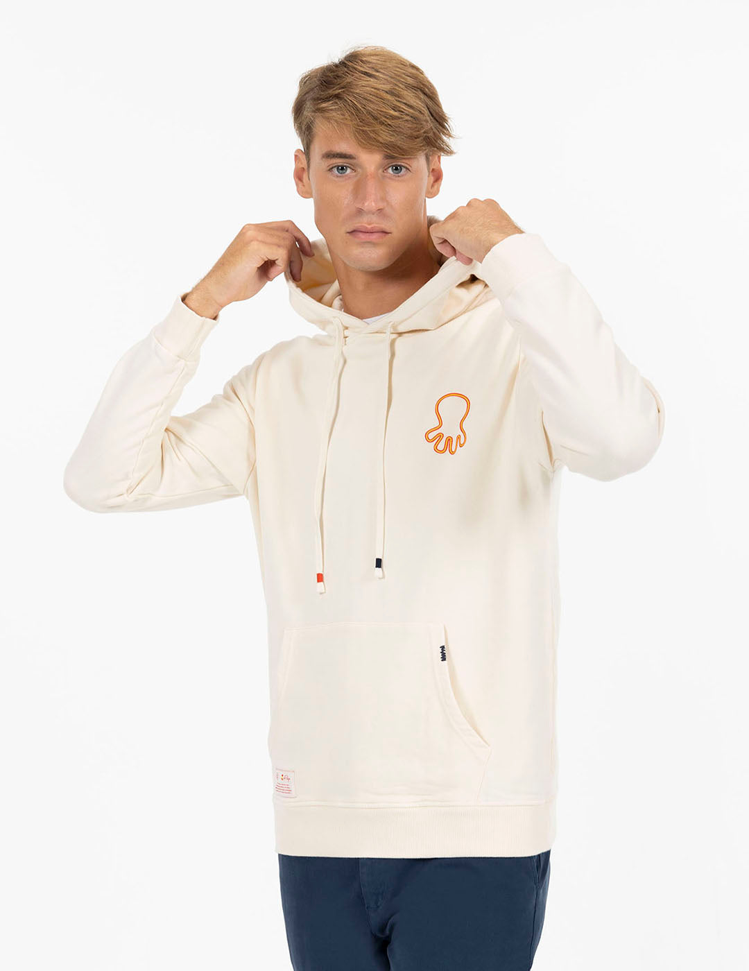 SUDADERA CAPUCHA ESTAMPADO TRIPLE LOGO NARANJITO BLANCO ROTO