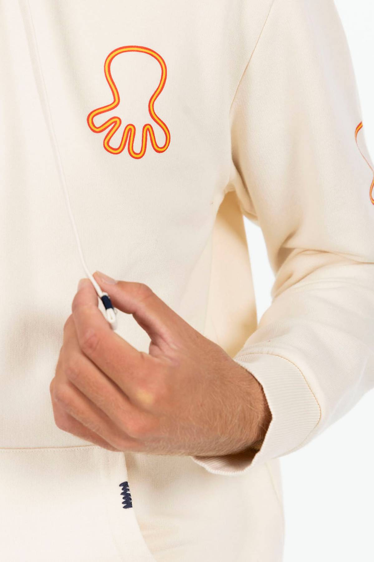SUDADERA CAPUCHA ESTAMPADO TRIPLE LOGO NARANJITO BLANCO ROTO