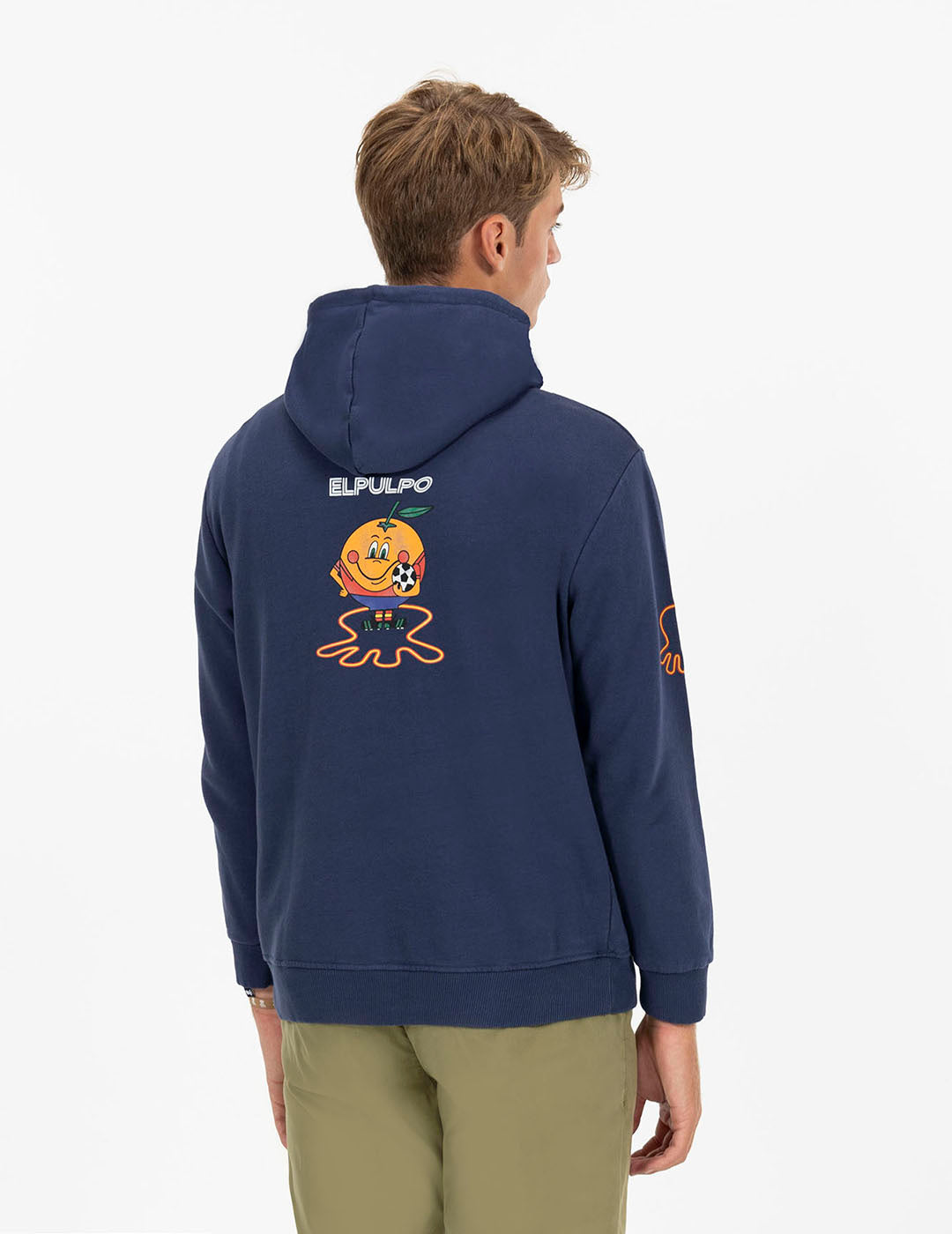 SUDADERA CAPUCHA ESTAMPADO TRIPLE LOGO NARANJITO AZUL MARINO DELAVÉ