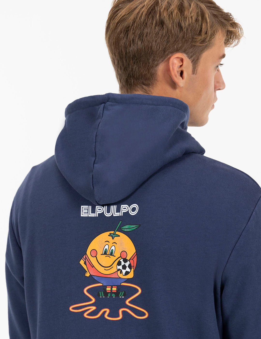 SUDADERA CAPUCHA ESTAMPADO TRIPLE LOGO NARANJITO AZUL MARINO DELAVÉ