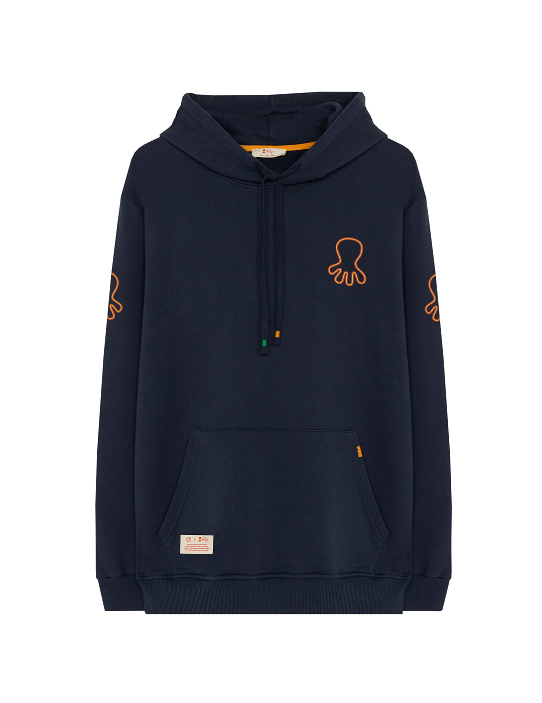 SUDADERA CAPUCHA ESTAMPADO TRIPLE LOGO NARANJITO AZUL MARINO DELAVÉ