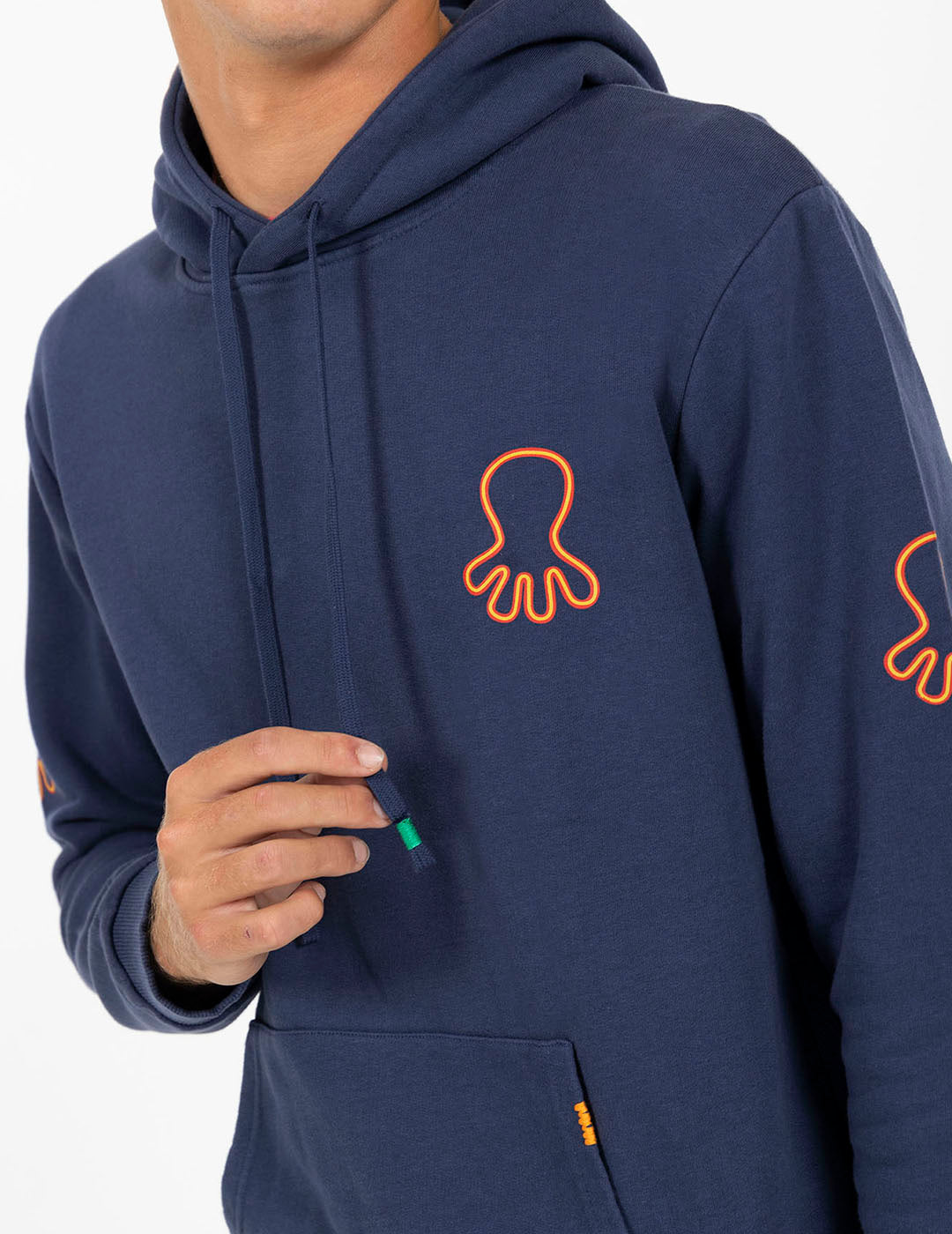 SUDADERA CAPUCHA ESTAMPADO TRIPLE LOGO NARANJITO AZUL MARINO DELAVÉ